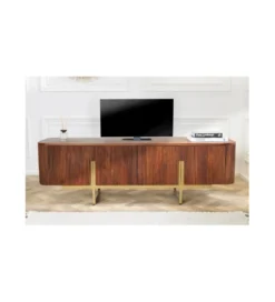 Stolik pod TV NAGOJA 160 cm drewno mango brąz