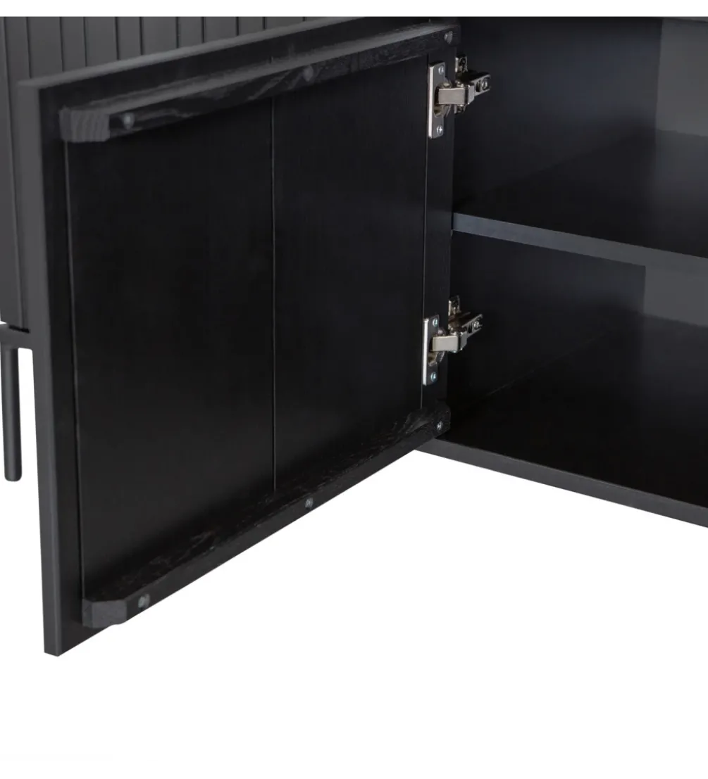 Stolik pod TV NEW GRAVURE 150 cm drewno sosny czarny