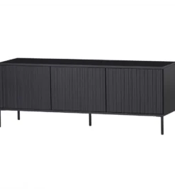 Stolik pod TV NEW GRAVURE 150 cm drewno sosny czarny