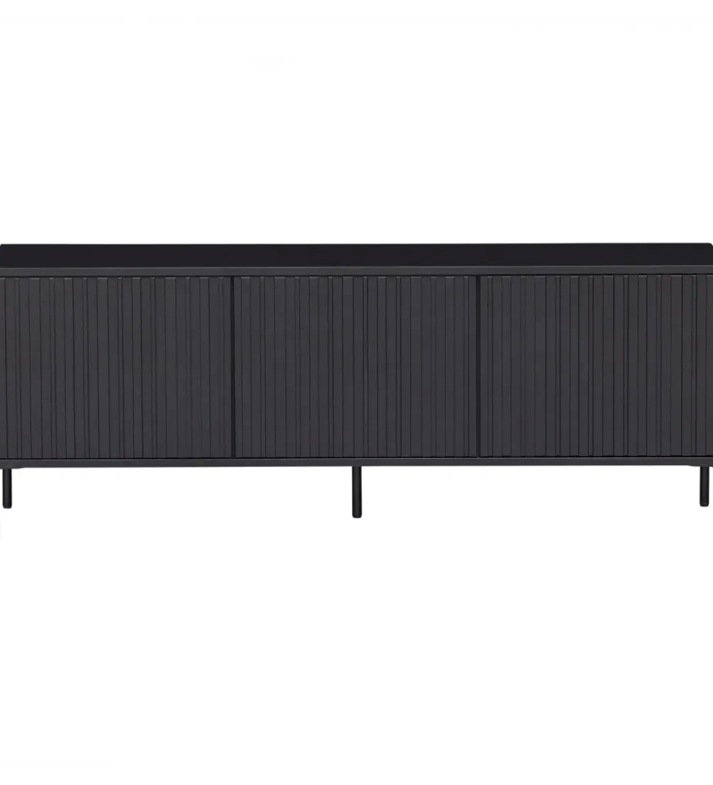 Stolik pod TV NEW GRAVURE 150 cm drewno sosny czarny