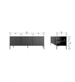 Stolik pod TV NEW GRAVURE 150 cm drewno sosny czarny