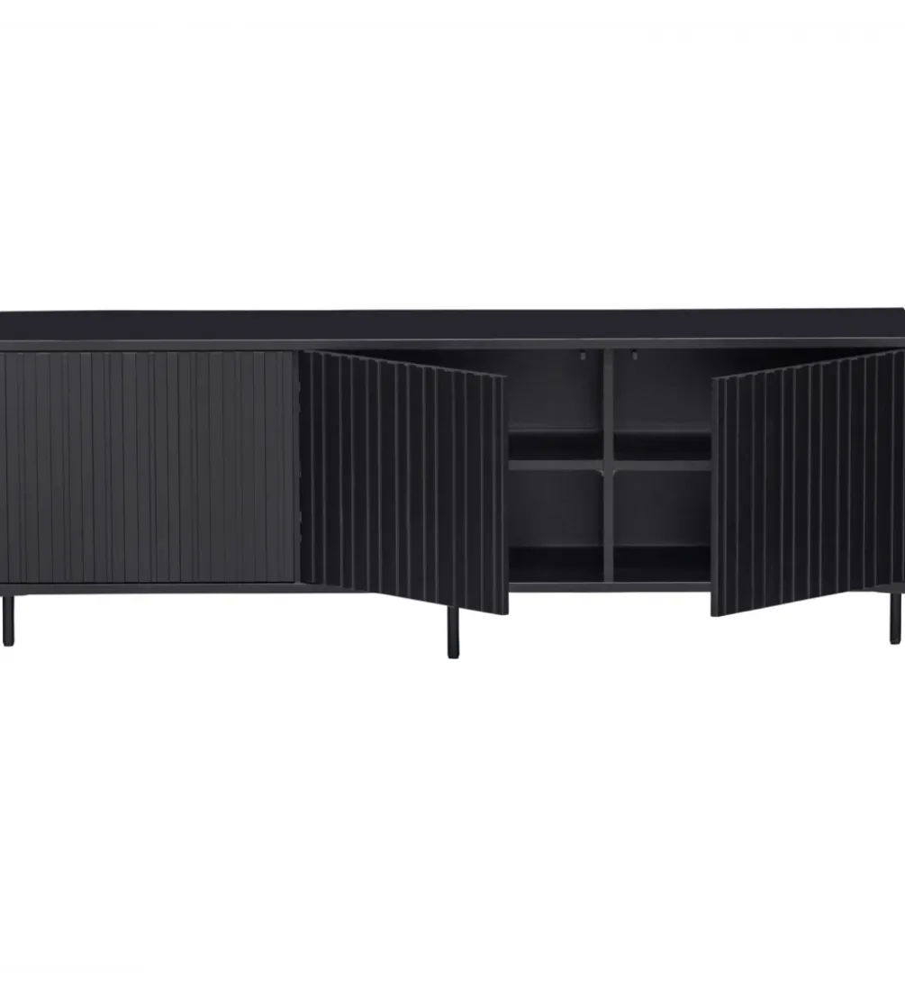 Stolik pod TV NEW GRAVURE 150 cm drewno sosny czarny
