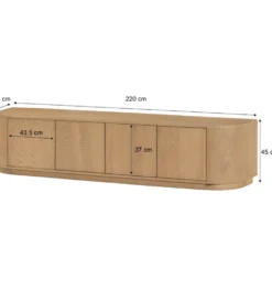 Stolik pod TV NOVERO 220 cm naturalny