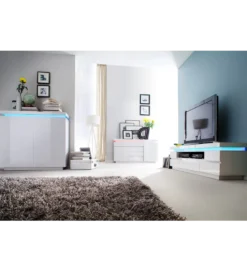 Stolik pod TV OCEAN 175 cm biały z oświetleniem