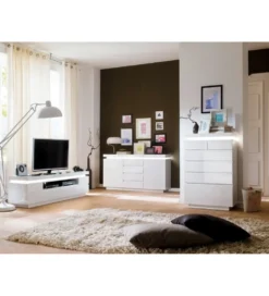 Stolik pod TV OCEAN 175 cm biały z oświetleniem