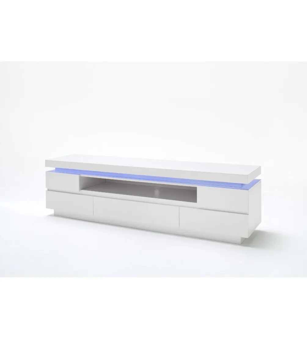 Stolik pod TV OCEAN 175 cm biały z oświetleniem