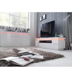 Stolik pod TV OCEAN 175 cm biały z oświetleniem