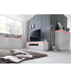 Stolik pod TV OCEAN 175 cm biały z oświetleniem