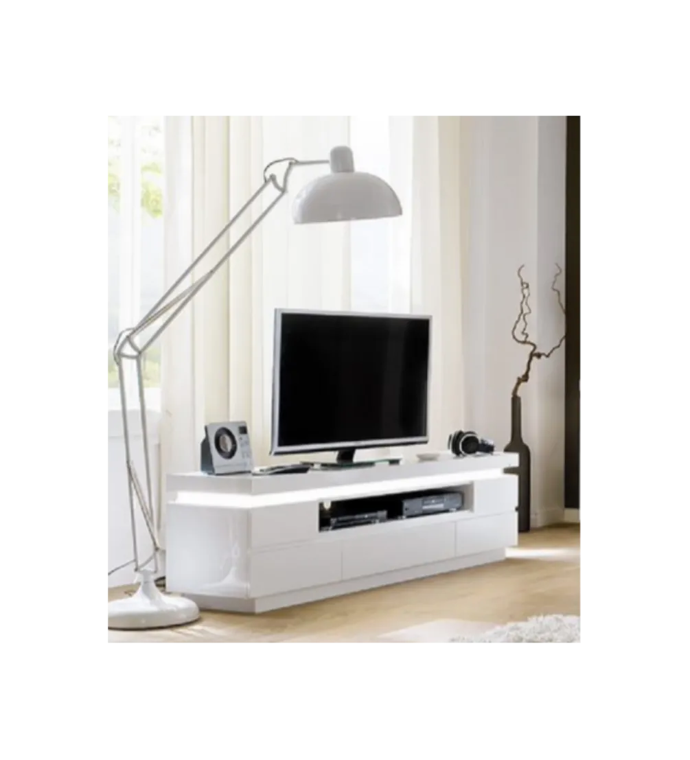 Stolik pod TV OCEAN 175 cm biały z oświetleniem