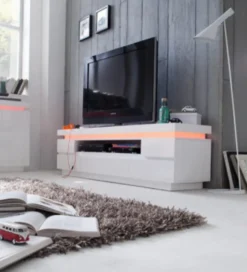 Stolik pod TV OCEAN 175 cm biały z oświetleniem