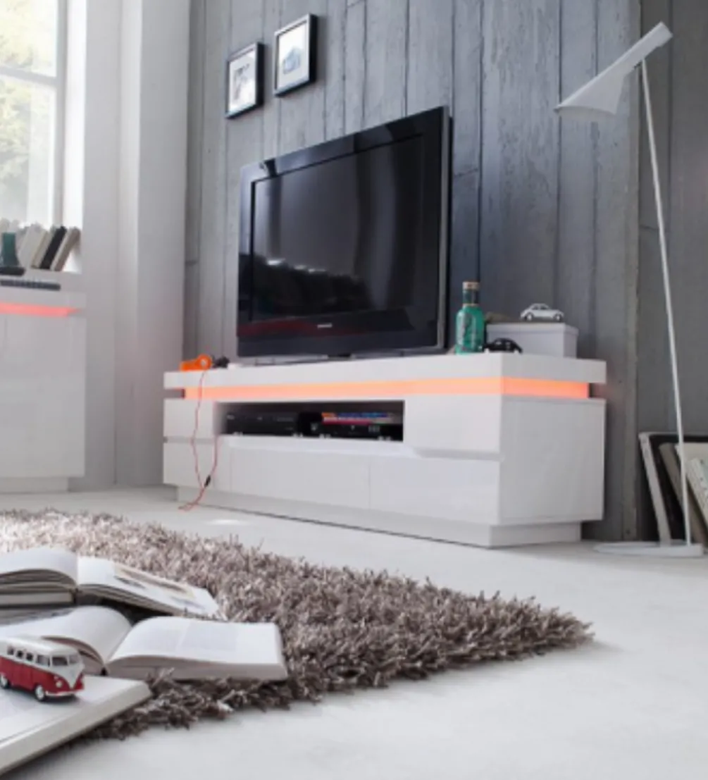 Stolik pod TV OCEAN 175 cm biały z oświetleniem