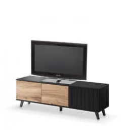Stolik pod TV RANDOM 180 cm w kolorze dąb wotan z kolorem czarnym