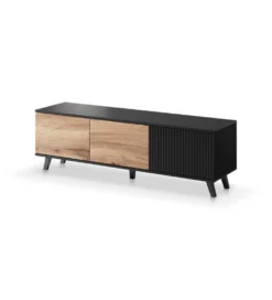 Stolik pod TV RANDOM 180 cm w kolorze dąb wotan z kolorem czarnym