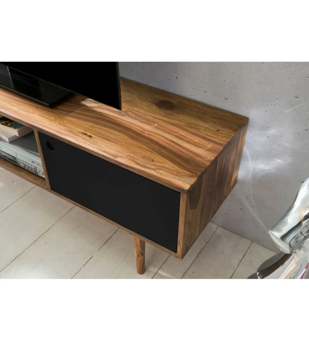Stolik pod TV REPA 140 cm drewno sheesham czarny