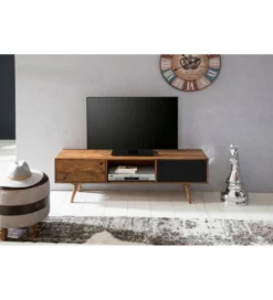 Stolik pod TV REPA 140 cm drewno sheesham czarny