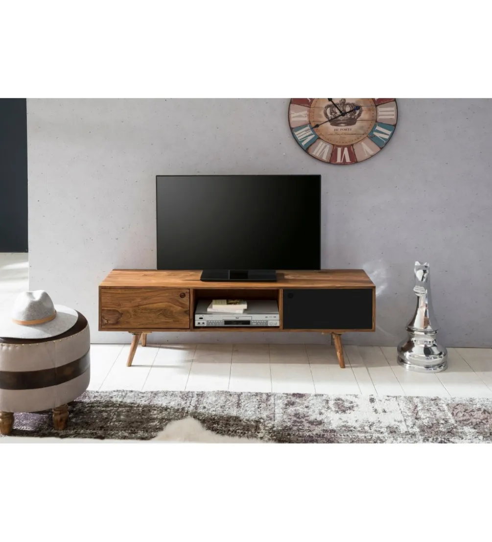 Stolik pod TV REPA 140 cm drewno sheesham czarny