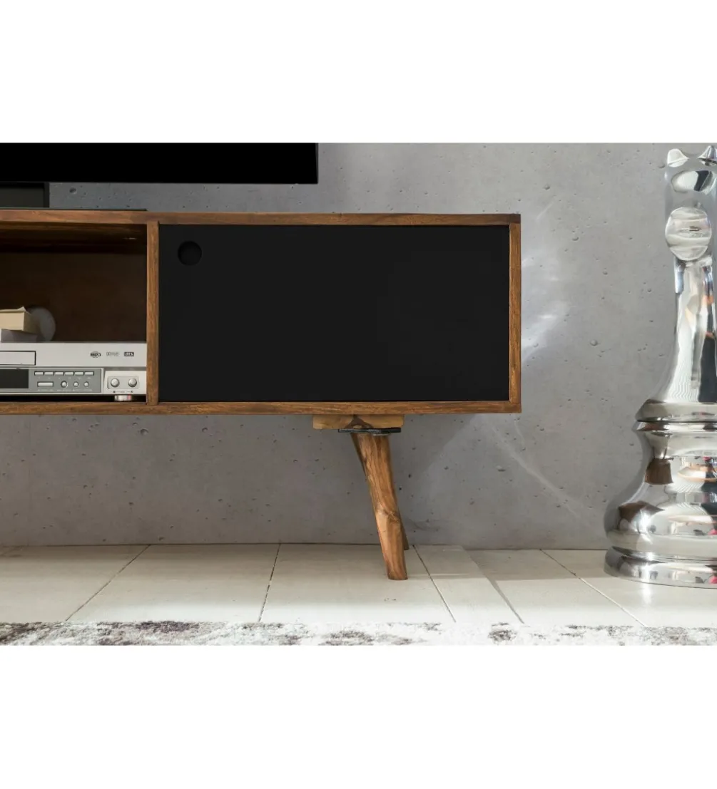 Stolik pod TV REPA 140 cm drewno sheesham czarny