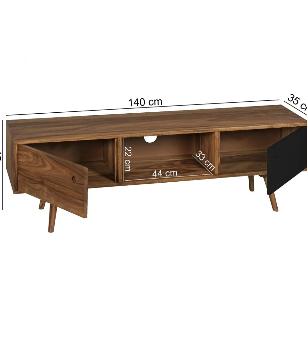 Stolik pod TV REPA 140 cm drewno sheesham czarny