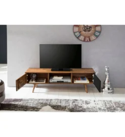 Stolik pod TV REPA 140 cm drewno sheesham czarny