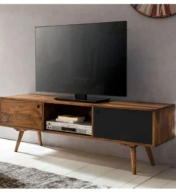 Stolik pod TV REPA 140 cm drewno sheesham czarny