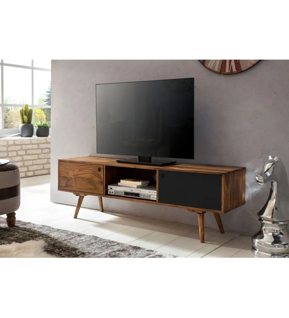 Stolik pod TV REPA 140 cm drewno sheesham czarny