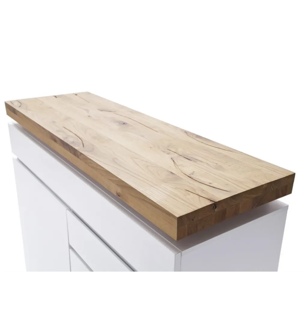 Stolik Pod TV ROMINA 175 Cm Biały Z Dębowym Blatem