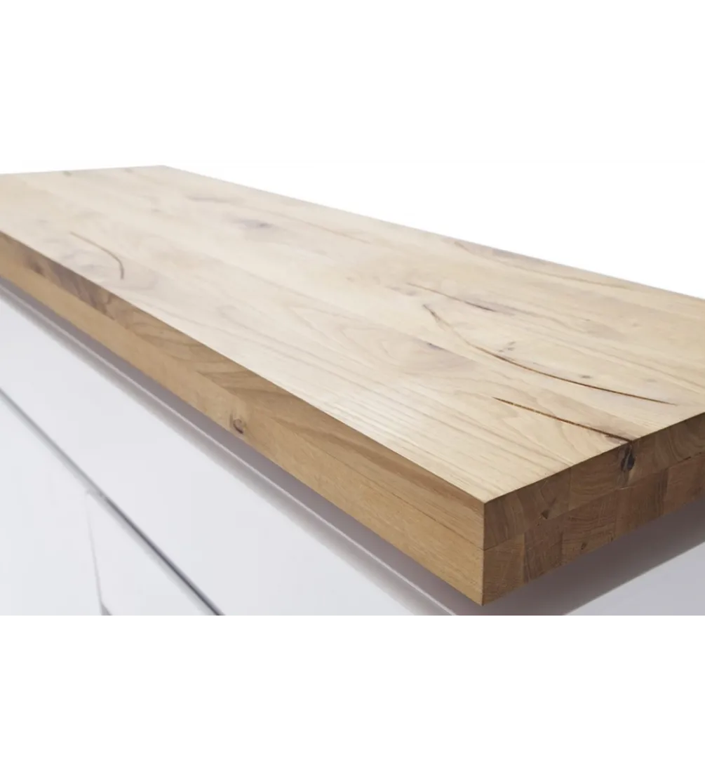 Stolik Pod TV ROMINA 175 Cm Biały Z Dębowym Blatem