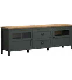 Stolik pod TV STANTON 184 cm w optyce dębu Evoke Ciemnozielony