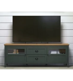 Stolik pod TV STANTON 184 cm w optyce dębu Evoke Ciemnozielony