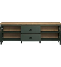 Stolik pod TV STANTON 184 cm w optyce dębu Evoke Ciemnozielony