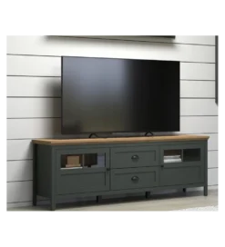 Stolik pod TV STANTON 184 cm w optyce dębu Evoke Ciemnozielony