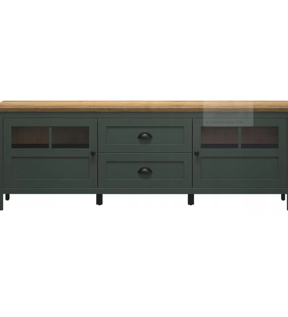 Stolik pod TV STANTON 184 cm w optyce dębu Evoke Ciemnozielony