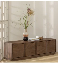 Stolik pod TV SUN 150 cm drewno teak brązowy
