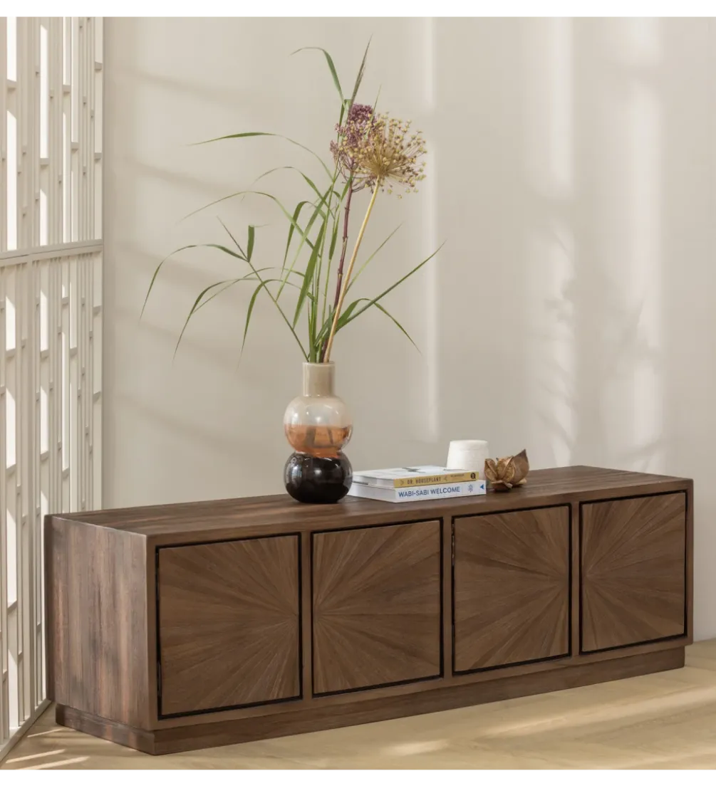 Stolik pod TV SUN 150 cm drewno teak brązowy