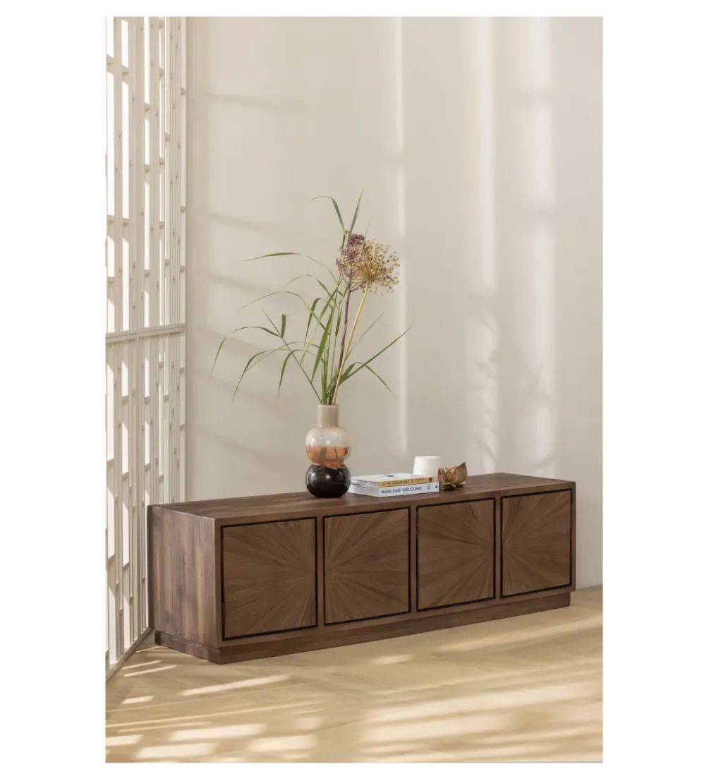 Stolik pod TV SUN 150 cm drewno teak brązowy