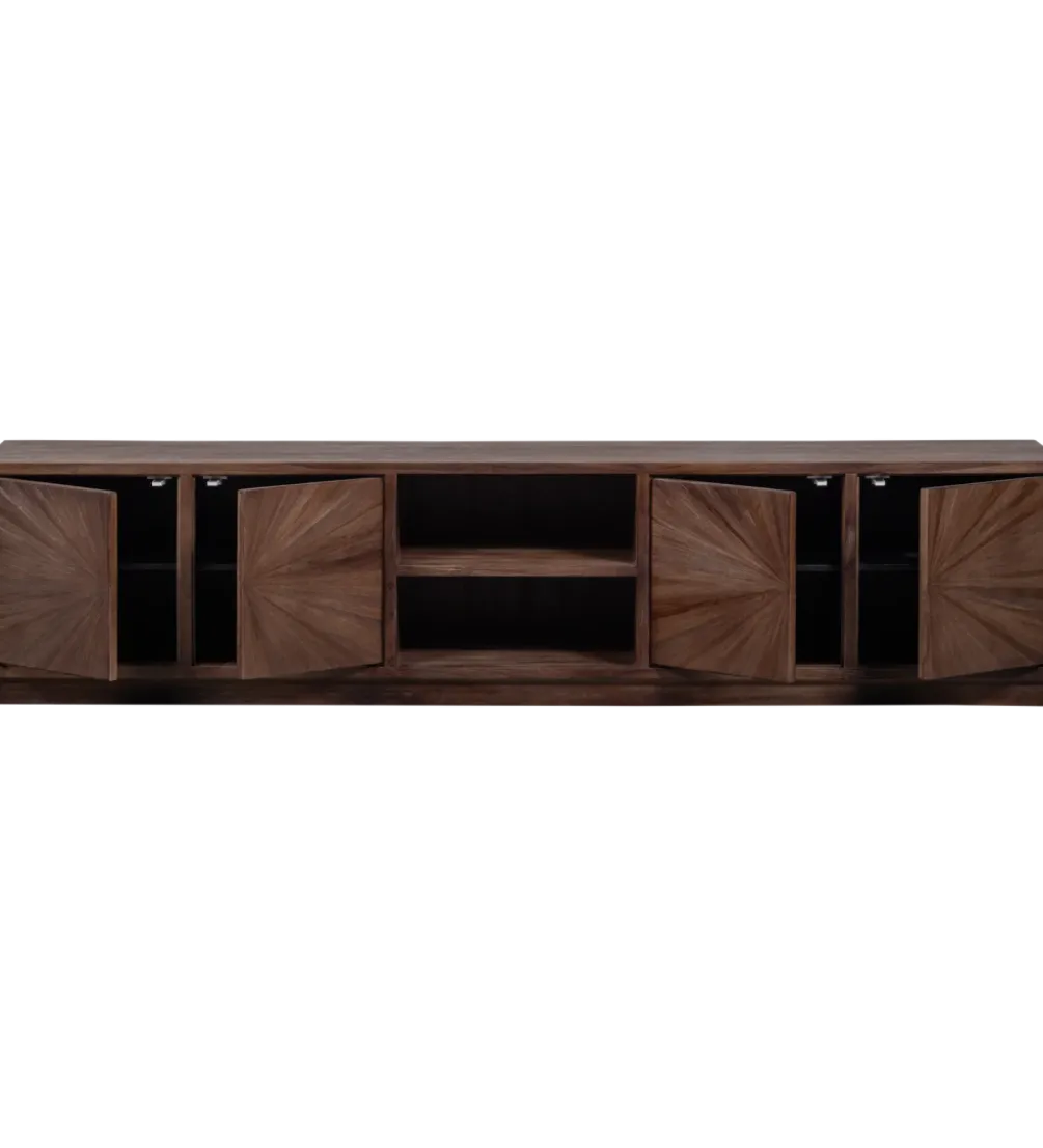 Stolik pod TV SUN 200 cm drewno teak brązowy