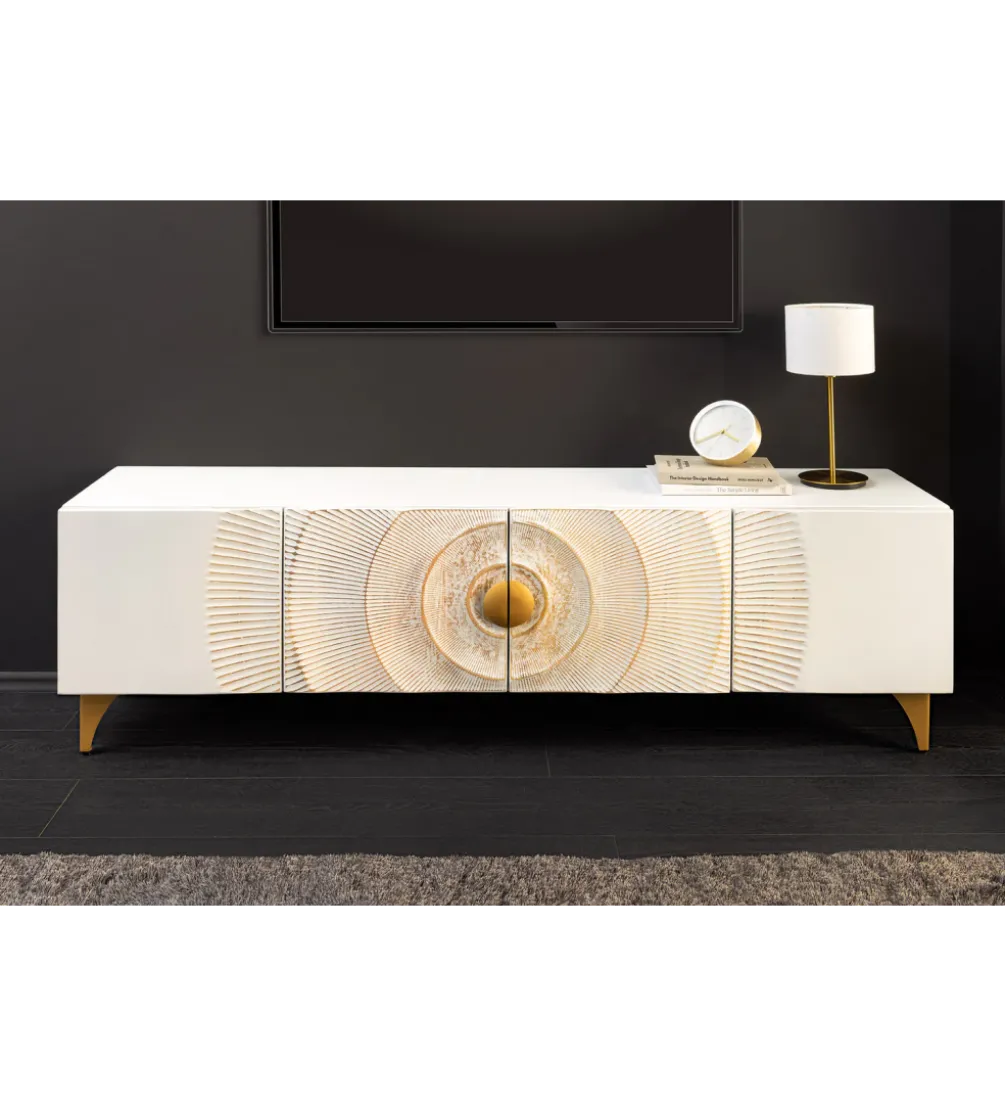 Stolik pod TV SWEET GOLDEN SUNSET 180 cm drewno mango biała