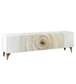 Stolik pod TV SWEET GOLDEN SUNSET 180 cm drewno mango biała