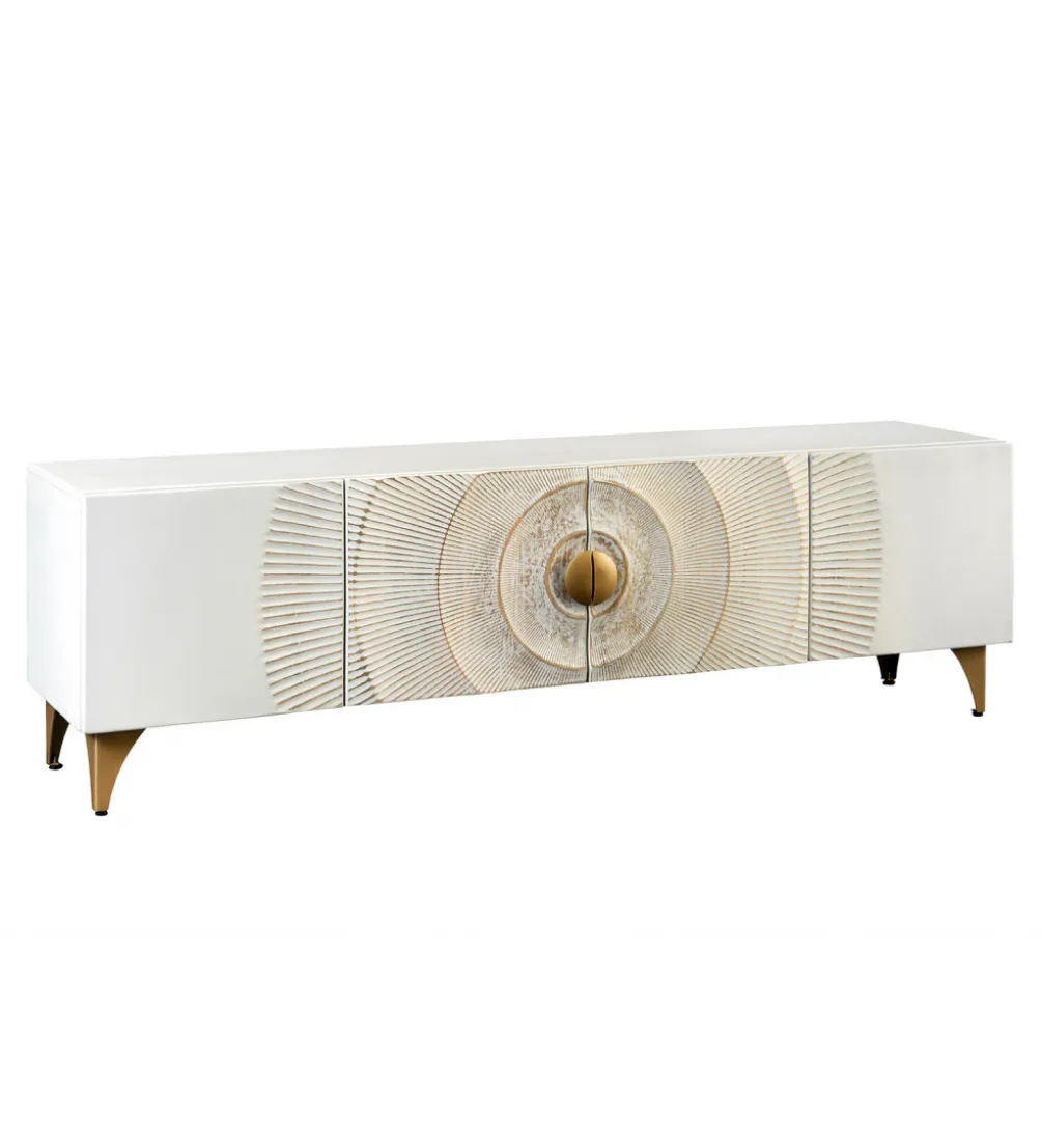 Stolik pod TV SWEET GOLDEN SUNSET 180 cm drewno mango biała