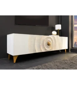 Stolik pod TV SWEET GOLDEN SUNSET 180 cm drewno mango biała