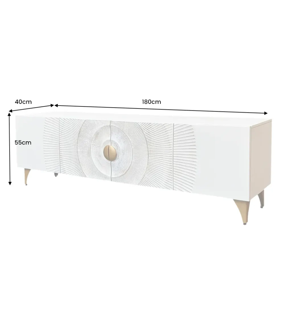 Stolik pod TV SWEET GOLDEN SUNSET 180 cm drewno mango biała
