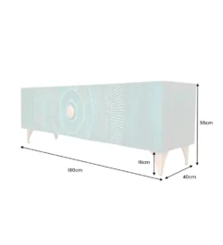 Stolik pod TV SWEET GOLDEN SUNSET 180 cm drewno mango turkusowa