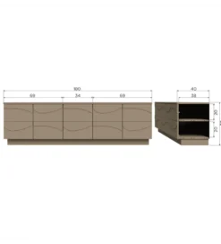 Stolik pod TV TEO 180 cm drewno sosnowe mud