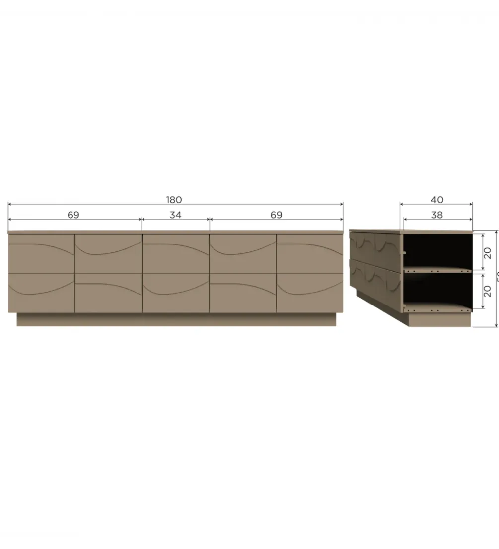 Stolik pod TV TEO 180 cm drewno sosnowe mud