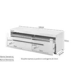 Stolik pod TV TULSA 160 cm biały
