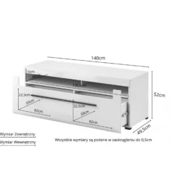 Stolik pod TV TULSA 140 cm w optyce dąb grandson