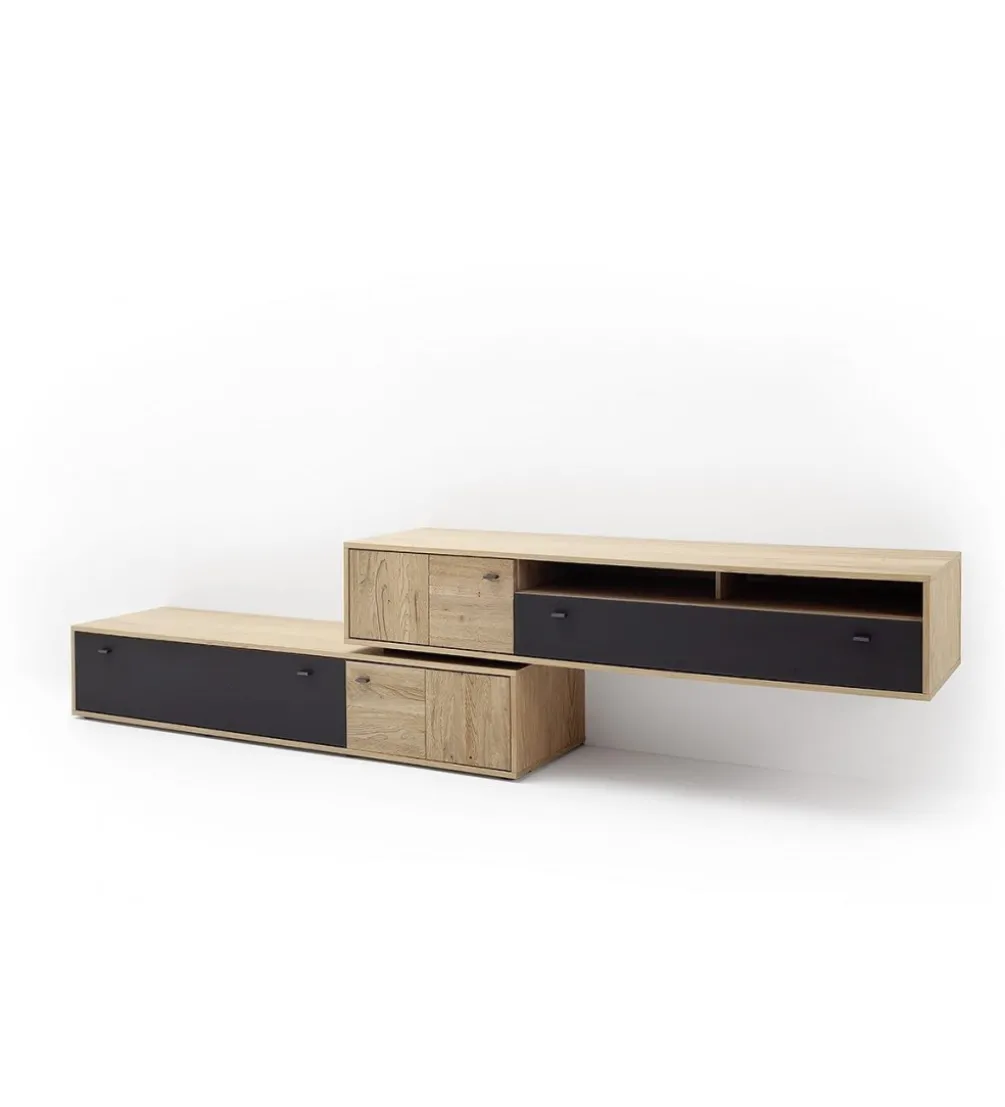 Stolik pod TV VALENCIA 306 cm antracytowo naturalny