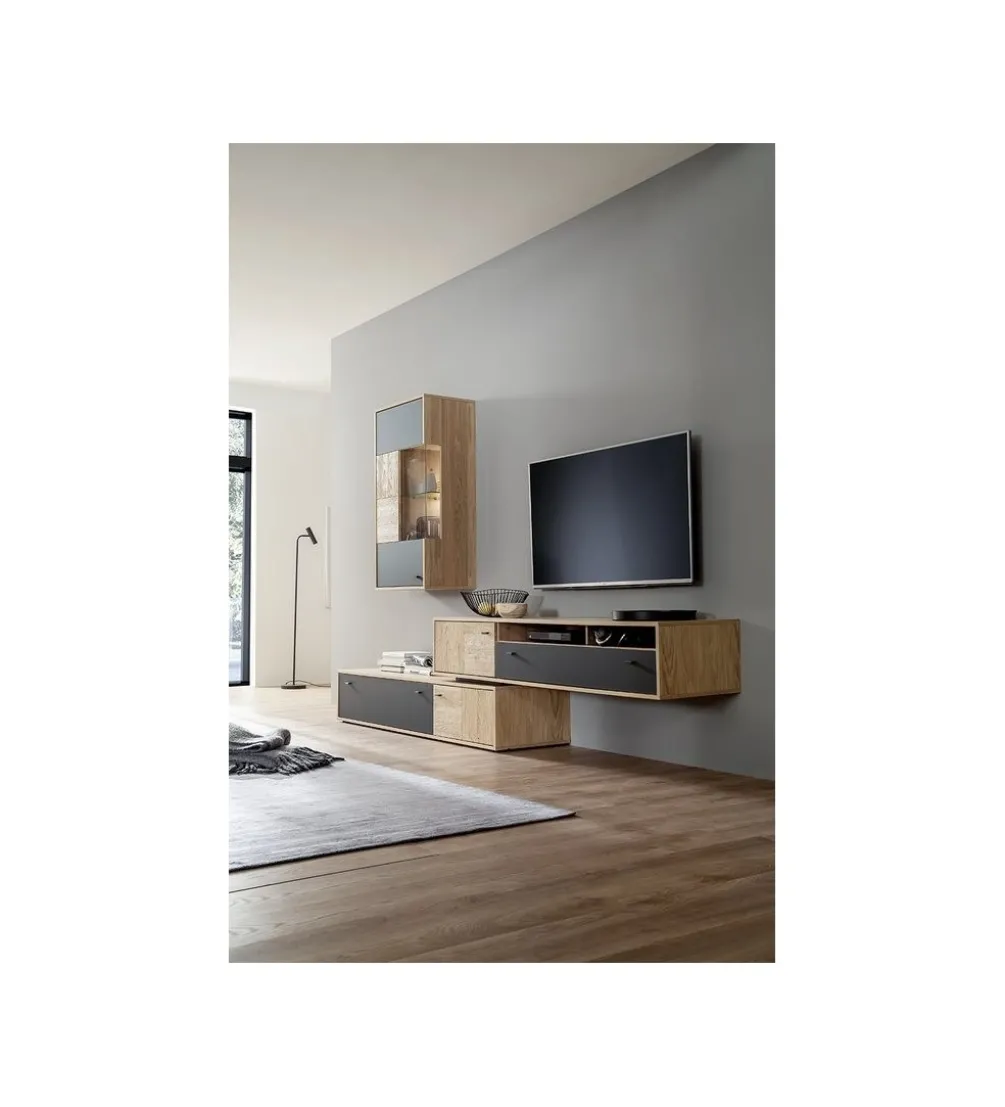 Stolik pod TV VALENCIA 306 cm antracytowo naturalny