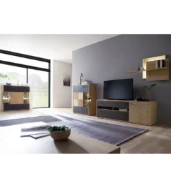 Stolik pod TV VALENCIA 184 cm antracytowo naturalny