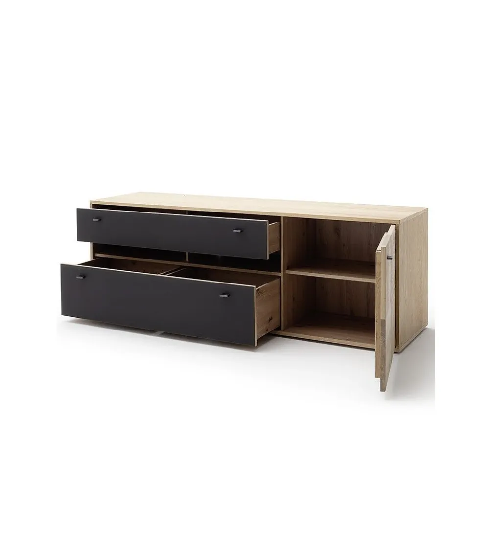 Stolik pod TV VALENCIA 184 cm antracytowo naturalny